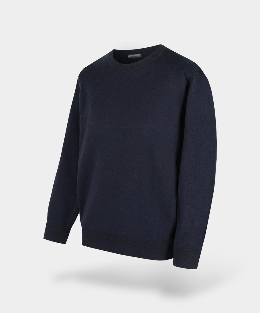 BIRBANTE Soft Washable Two-Tone Round Knit - Dark Navy