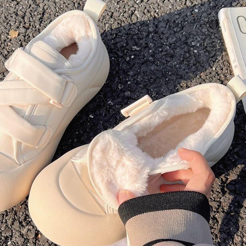 Winter New Thick-soled Velvet Velcro Women's Versatile Bread Shoes Casual Cotton Shoes