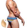 Man Sexy Swimsuit Waterproof Swimsuit Gay Swimwear Briefs with Pusher for Surf Swim Sunbath