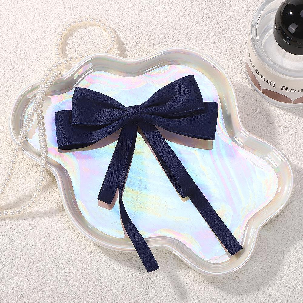 Elegant Double Layer Ribbon Bowknot Hair Clip 4.3 Inch Women's Tassel Headwear High-Quality Hairgrips Stylish Ponytail Accessory