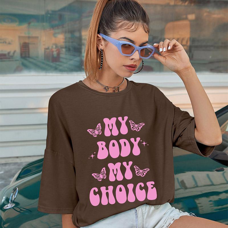 My Body My Choice Butterfly Graphic Print Oversized T-Shirt Trendy Summer Funny Loose Tshirts Women Causal Aesthetic Top