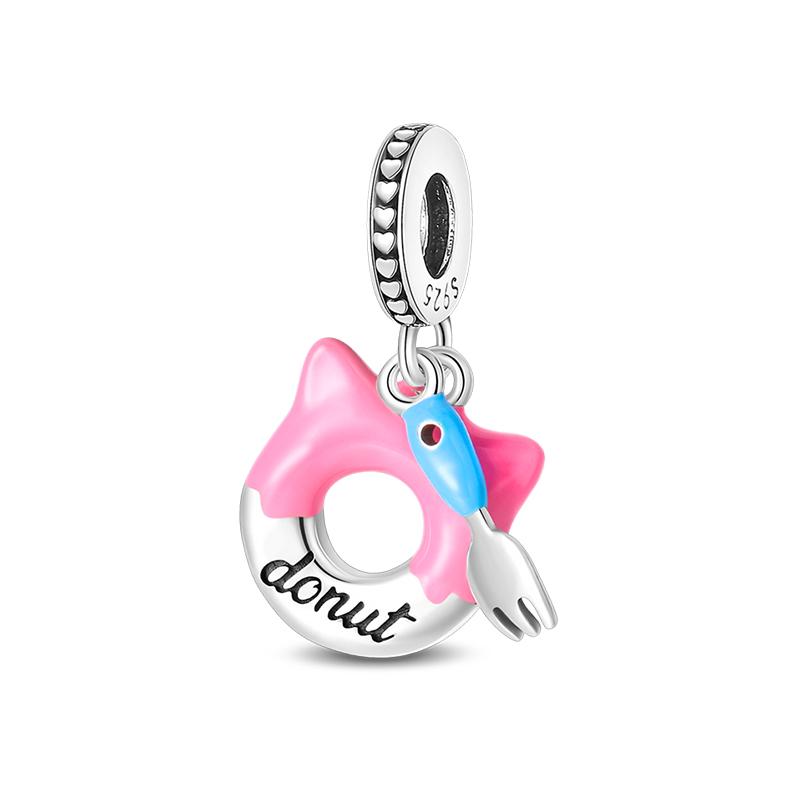 925 Silver Color Cat Bear Elephant Rabbit Cute Pink Animal Charms Bead Fit 925 Original Bracelets Fine DIY Jewelry Gifts