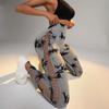 Women's High-Waisted Tie-Dye Yoga Pants with Side Cutouts for Running, Fitness, and Sports