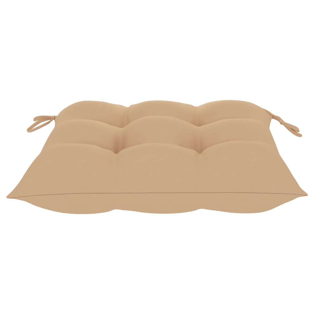 Garden Chairs with Beige Cushions 2 pcs Solid Teak Wood
