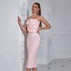 New European and American Fashion Birthday Evening Dress Bow Solid Color Tube Top Bandage Dress Dress