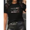 Calvin Pattern Round Neck Women's T-shirt Short Sleeve Fashion Printed Short Sleeve