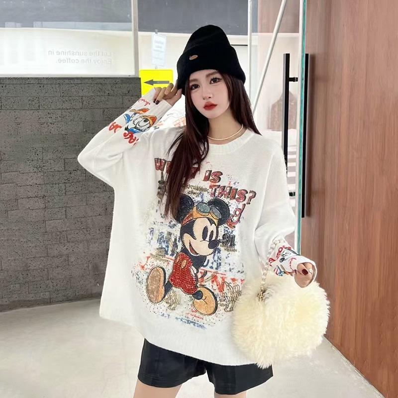 Women's Plus Size Cartoon Print Sweater - Autumn/Winter Trendy Heavy Knit Pullover