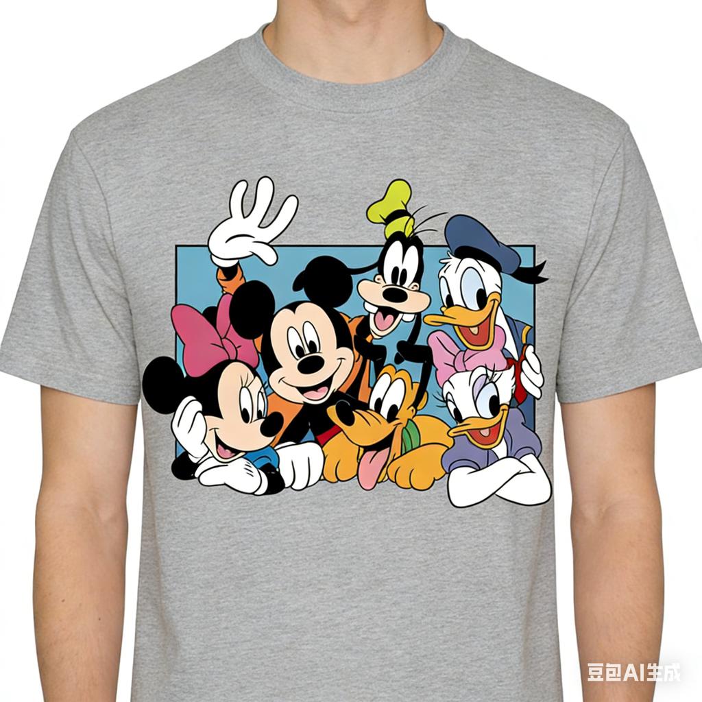 Bestselling Fashionable and Cool Mickey Mouse Story Pattern Tshirt Clothing Loose Adult and Childrens Tshirt with Oneck