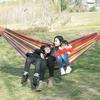 Outdoor Canvas Hammock with Carry Bag Strap Portable Heavy Duty Single Double Person Camping Garden Patio Balcony Porch Backyard Colorful Stripe