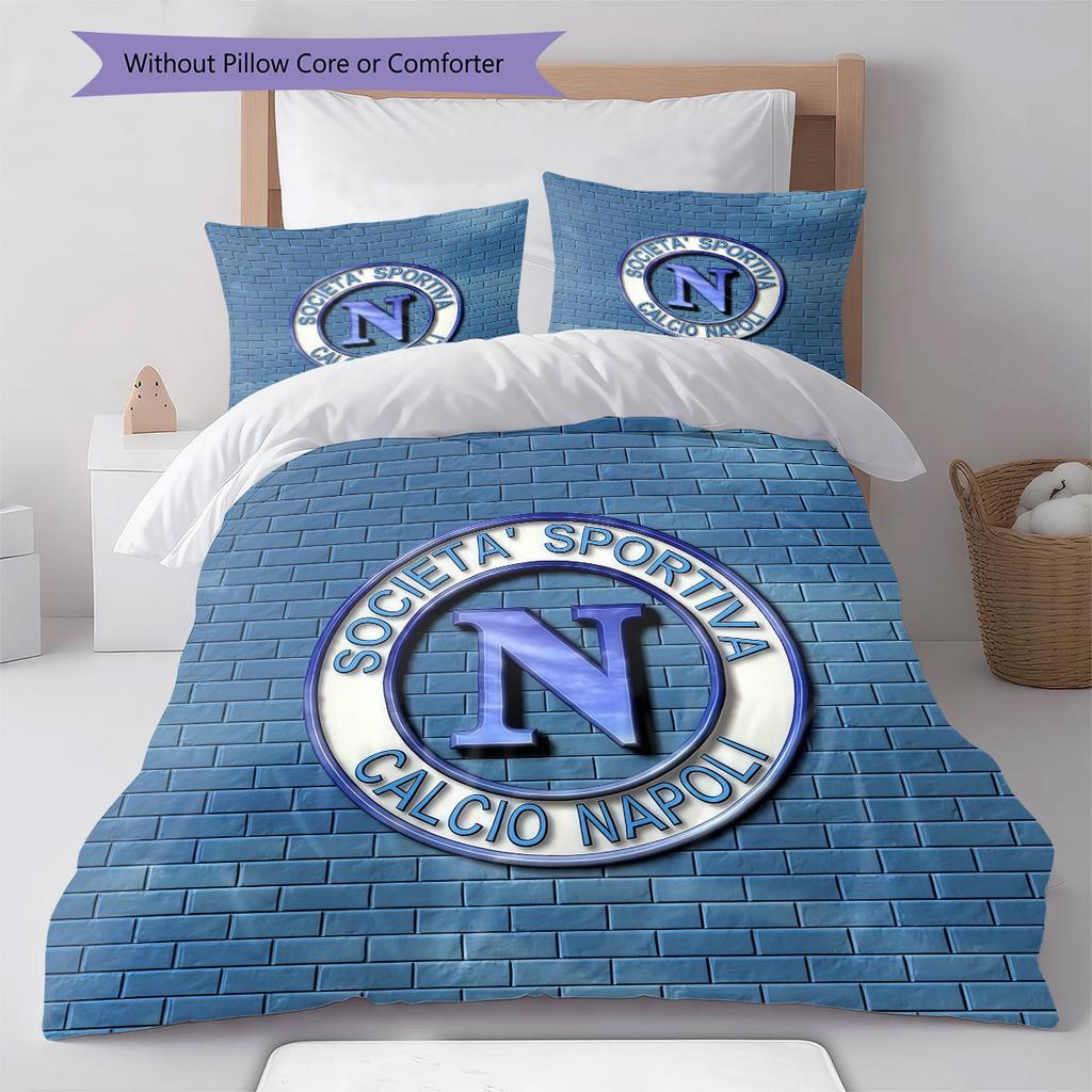 SSC Napoli Pattern Bedding,Quilt Set Quilt Cover Pillowcase Home Birthday Gift(1 * Duvet Cover + 2 * Pillowcase, Without Core)