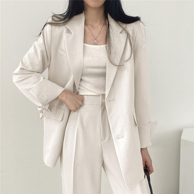 High Quality Single Botton Work Blazer Suits OL Pants Suit Notched