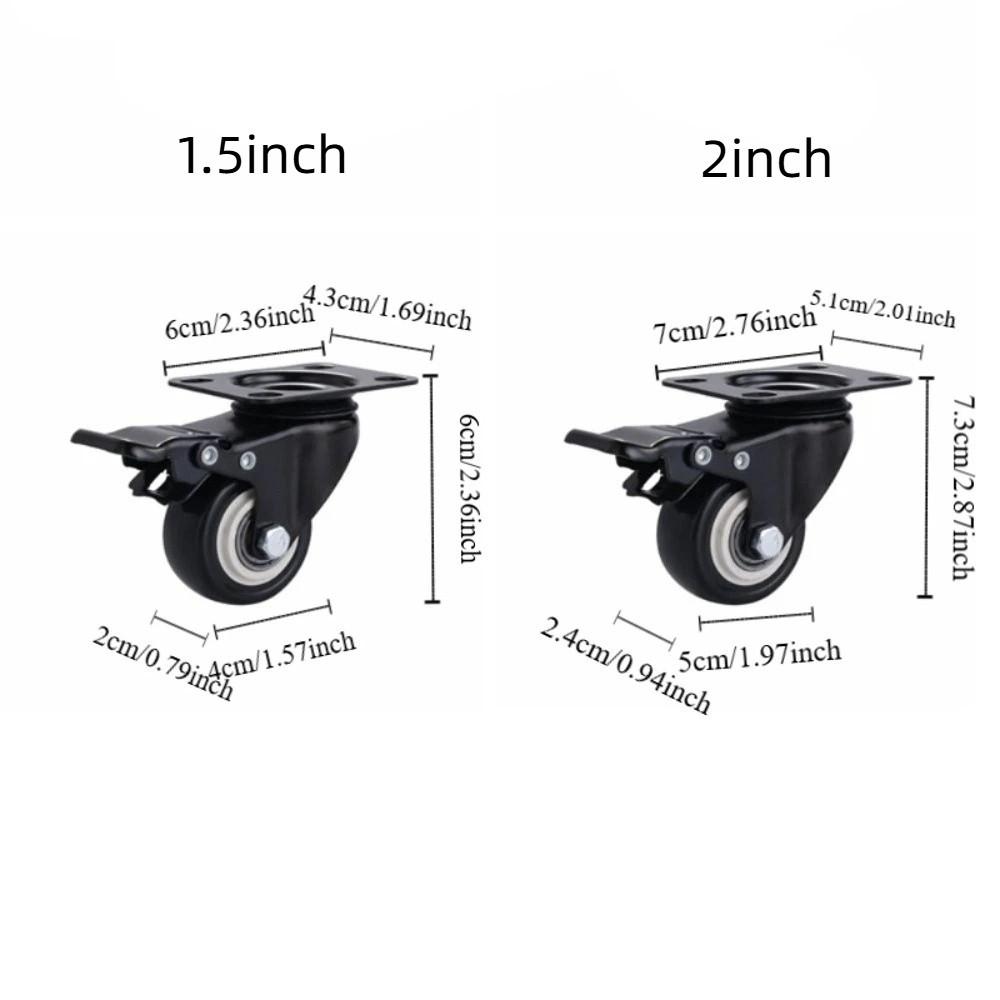 4PCS Convenient 360° Rotation Heavy Duty Casters Mute Smooth Rolling Rubber Wheels With Brake Caster Wheels Workbench Trolley