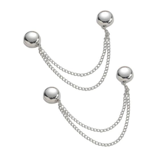 2Pcs Multi-Function Magnetic Clothing Clip with Chain Multi-Purpose Pinless Metal Buttons Clip