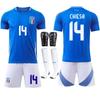 European Cup Italian Home Football Uniform Set Jersey No. 14 Chiesa Jr. 18 Barrera National Team