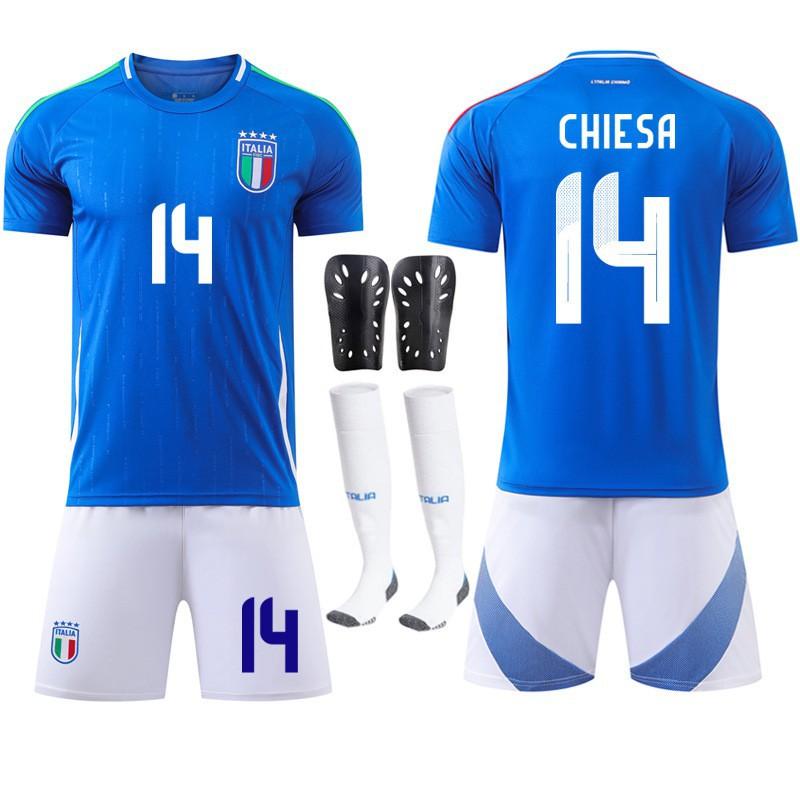 European Cup Italian Home Football Uniform Set Jersey No. 14 Chiesa Jr. 18 Barrera National Team