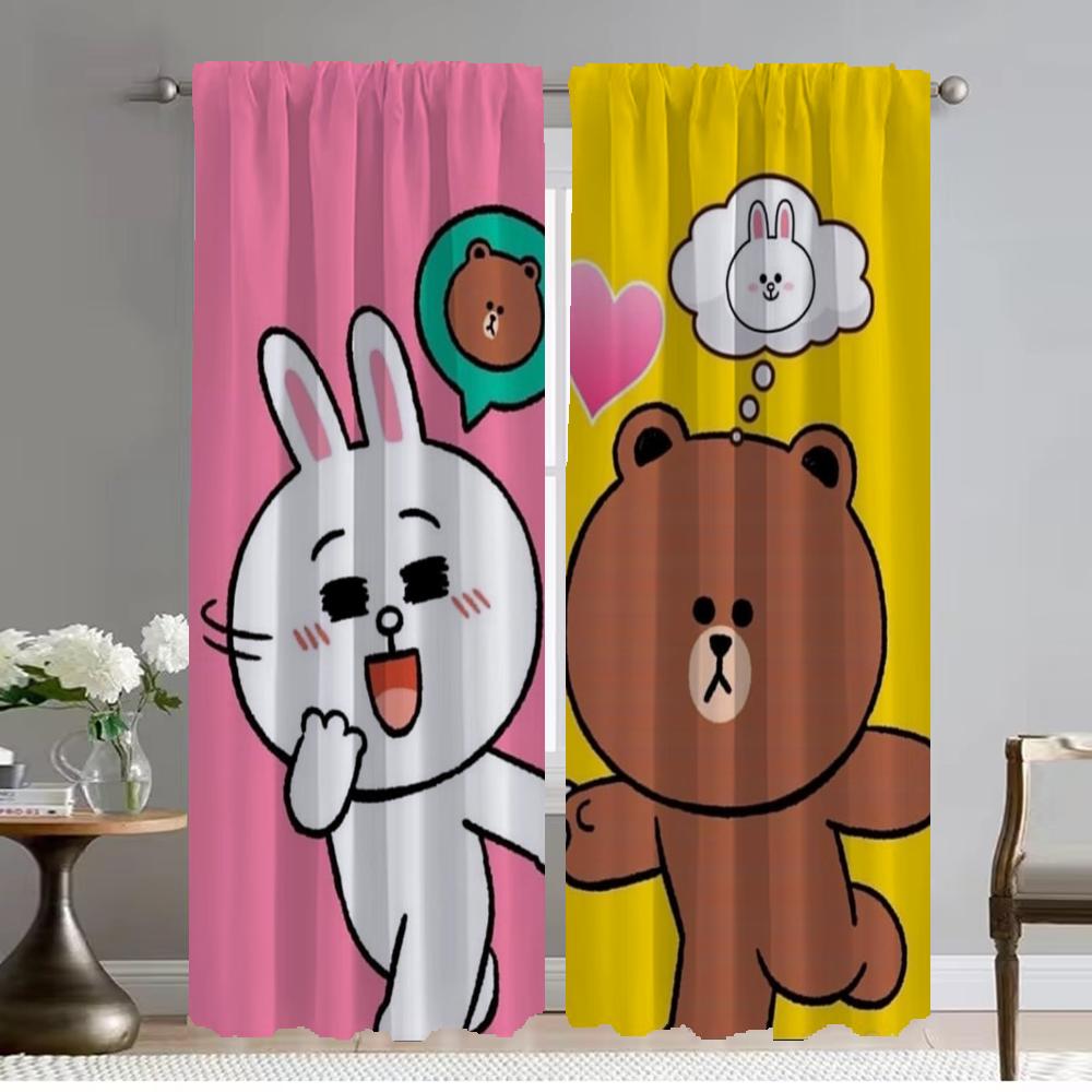 Partition Bruine Beer en Cony Tule voor Slaapkamer Moderne Woonkamer Gordijnen voor Camera Halloween Decoratie Verduisterend Gordijn