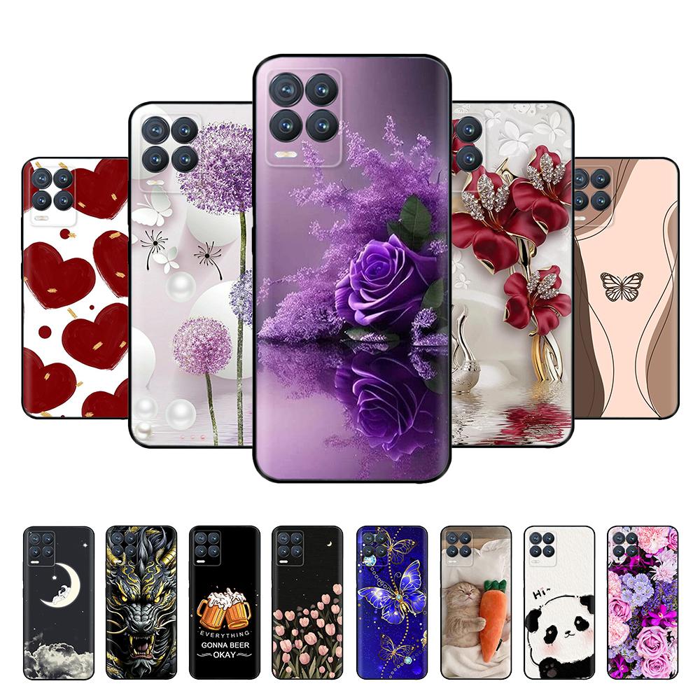 Capa para Realme 8 Animal Fofo Silicone Líquido Macio Capa para Realme 8 Pro 8i Realme8 4G RMX3085 Proteção Total Capas Duráveis