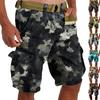 Pantaloni scurți de lucru casual de vară pentru bărbați, largi, camuflaj, mărime mare, cu buzunare multiple, lungime medie, fără curea
