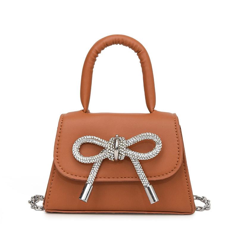 French Chic Small Square Bag With Bow Detail For Casual Outfits
