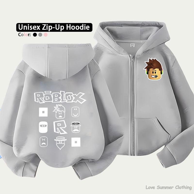 Roblox Kids Zip Hoodie for Kids Ages 4-14 Multiple Pattern Options Unisex Lightweight Zip Jacket HD Print Easy Wear Sporty and Casual Style Polyester