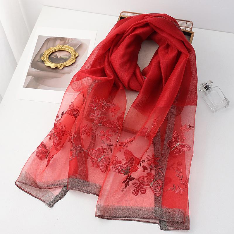 Vier Jahreszeiten Seide Wolle Schal Damen Hijab Pashmina Schals Wickel Decke Floral Pashmina Stickerei Schals Foulard hohe Qualität