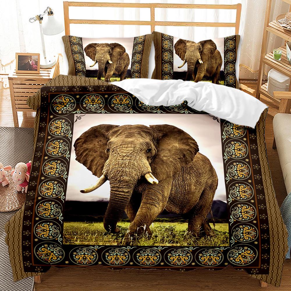 Animal Elephant Quilt Cover Three-piece Digital Printing Kit Bedding
