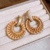 Bohemian Bamboo Rattan Seashell Tassel Earrings for Women