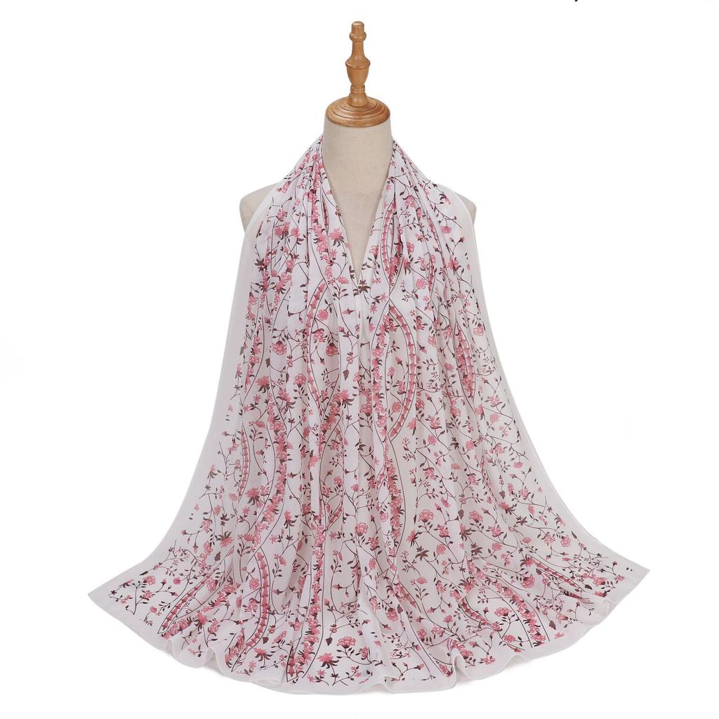 New Designs Printed Hijab Chiffon Scarfs For Women Scarves Muslim Fashion Turbans Malaysian Muslim Hijabs Wraps Ramadan Turban