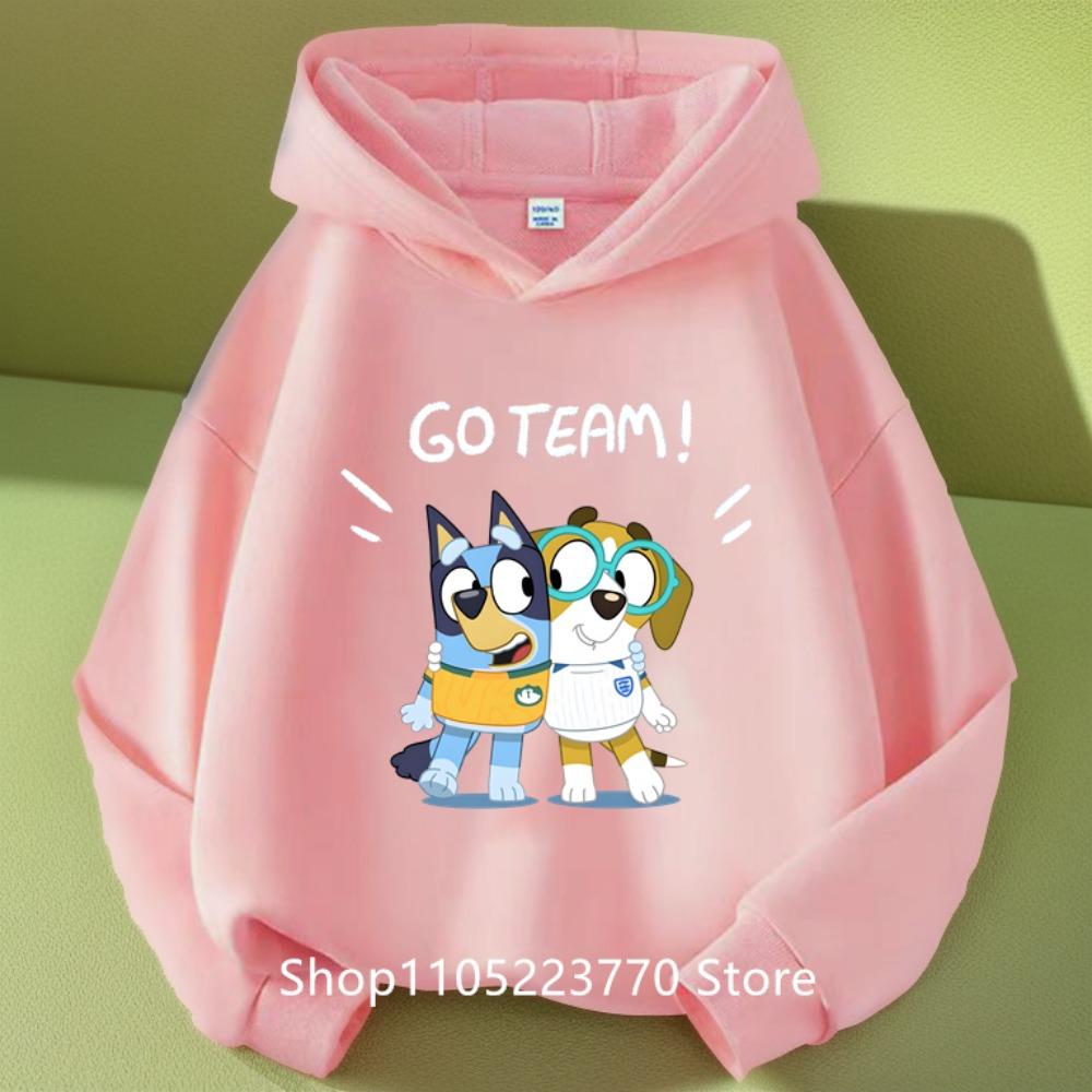 2026 Toddler Bluey Hoodie Rib Cuffs Winter Cartoon Anime Print Cozy Sweatshirt Boys Girls