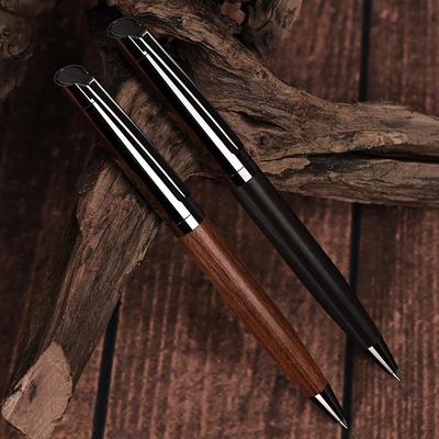 1 Pcs Vintage Business Wooden Signature Pen,  Rotating 1.0mm Ballpoint Pen, Suitable for Business and Office Use