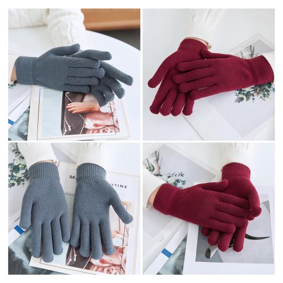 Gants Tricotés d'Hiver Femme Gants Chauds Épaissis Gants de Cyclisme Respirants avec Poignets Élastiques Coupe-vent pour Faire des Courses, Conduire