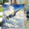 Cool Military Combat Jet Aircraft Soaring Through Cloudy Sky Pattern Flannel Fleece Blanket Warm Plush Bed Throw for Living Room