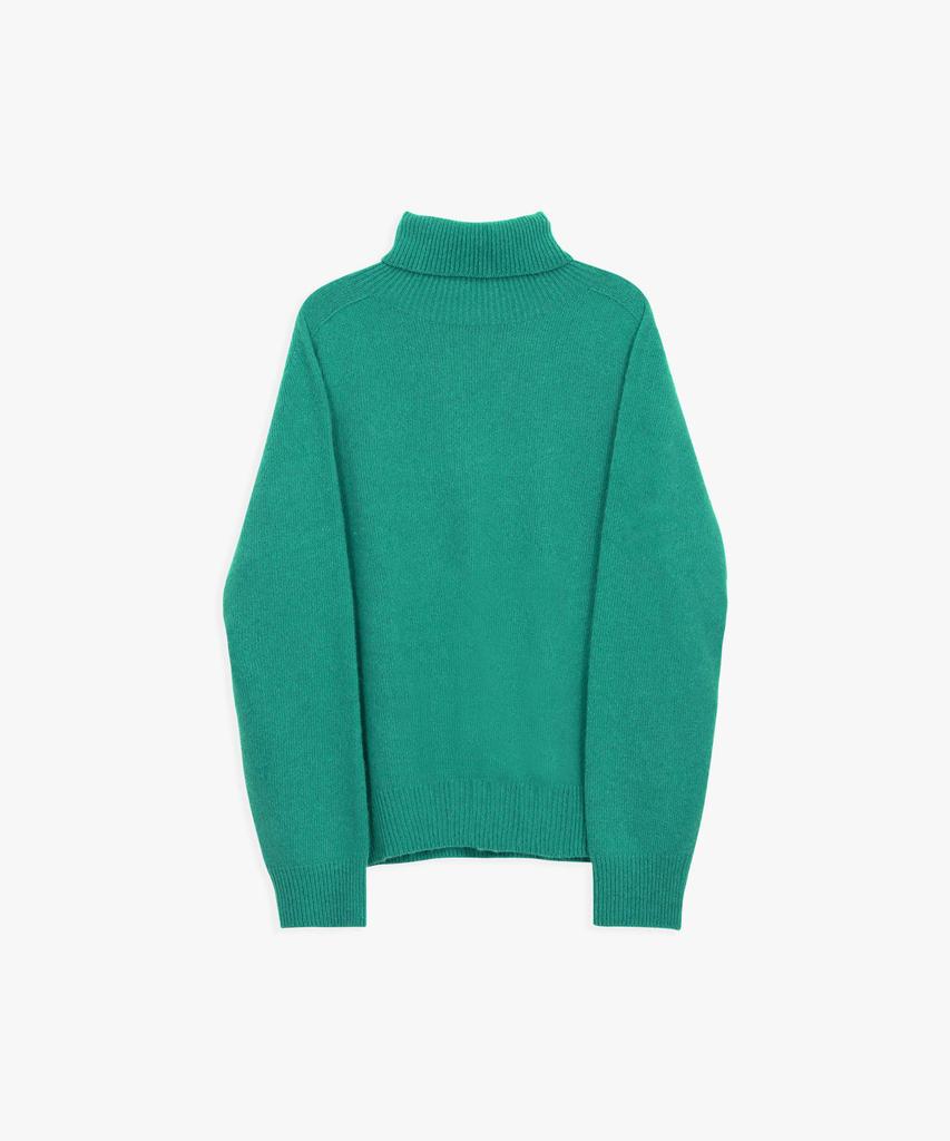 Hillioteu Whole Garment Loose Fit Turtleneck Knit_Green
