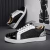 Pantofi sport casual pentru bărbați, toamna 2024, confortabili, din piele, cu oglindă, de designer, pentru bărbați, pantofi hip-hop negri cu nituri, pantofi pentru bărbați, zapatos hombre