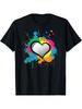 Unique Love Heart Multi Color Paint Splash Splatter T-Shirt