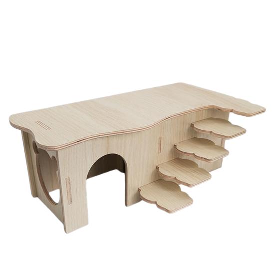 Yousheng Hamster House Climbing Ladder Natural Wood Multi-Room Hut Rat Hideout House Small Pet Nest Cage Accessories