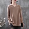 Retro Lange Mouwen V-hals Eenvoudig T-shirt Dames Herfst en Winter Nieuw Los Veelzijdig Casual Basis shirt