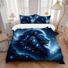 3-teiliges Bettwäsche-Set mit Sternenhimmel-Majestät-Löwen-Aufdruck, Weiche und bequeme Bettbezug für Schlafzimmer, Gästezimmer (1 Bettbezug + 2 Kissenbezüge, P