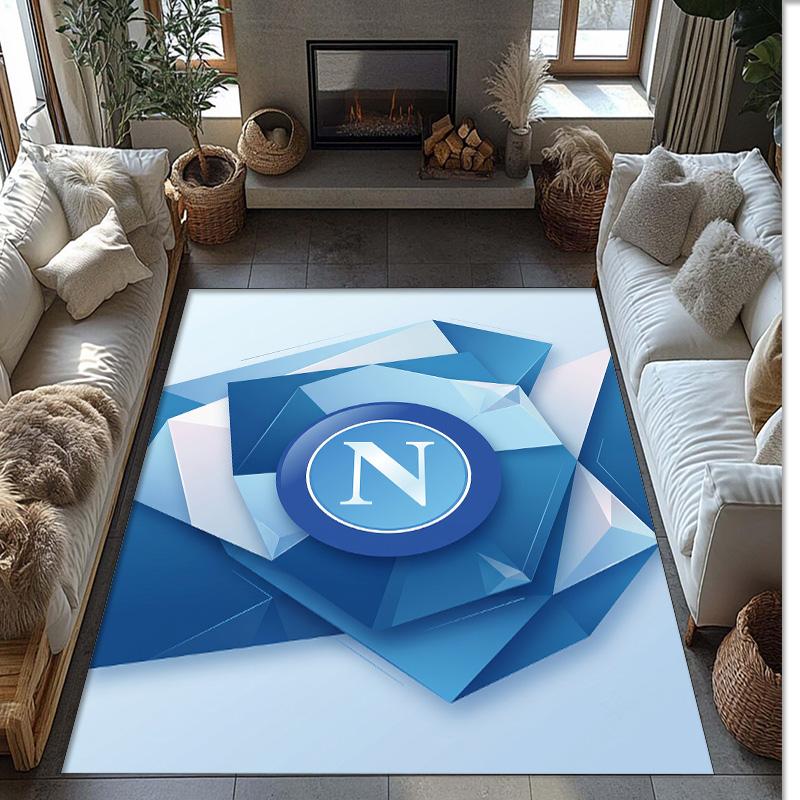 Tapis Doux à Motifs Football Napoli FC Tapis de Sol Intérieur Antidérapant Tapis Décoration Sportive pour Chambre à Coucher