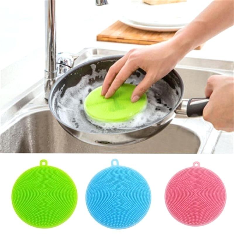 Escova de limpeza de tigela de silicone para lavar louça, esfregão, panela, limpador de cozinha
