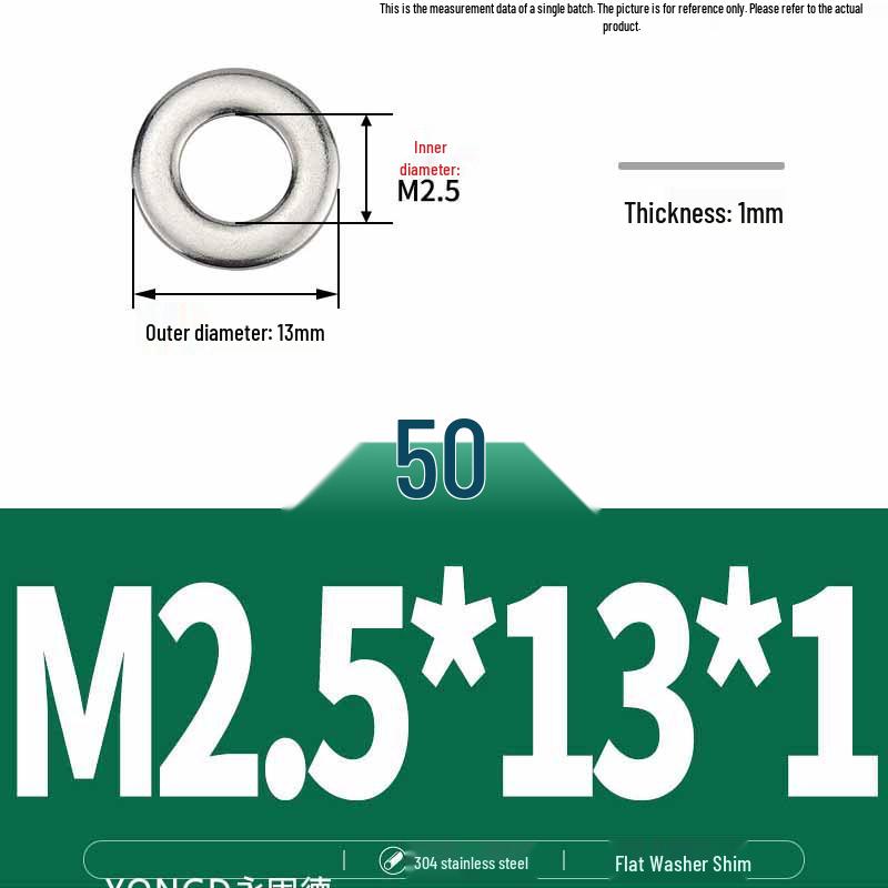 304 Stainless Steel Thickened Flat Washer / Ultra-thin Metal Gasket, Sizes M1.6-M10