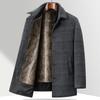 Manteau en laine à carreaux amovible avec velours et doublure épaisse, Manteau d'hiver pour papas d'âge moyen et âgés, Manteau en laine