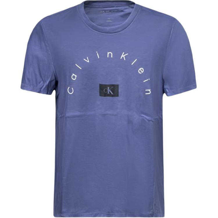 Calvin Klein Jeans Letter Logo Comfortable Simple Round Neck Short Sleeve T-Shirt Men T-Shirts Blue 8RB8011S-420