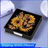 DIY Rhinestones PU Memo Paper Storage Box with 160 Sheets Paper Diamond Art Sticky Note Holder for Adults Gift Home Decor