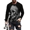 Men's Skull Graphic T-Shirts long Sleeve Skeleton 3D Print Street man t shirt autumn O-Neck Casual Y2k Top oversize Men clothing