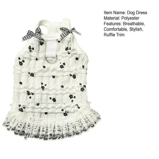 Summer Dog Dress Ruffle Trim Girls Dog Princess Dress Flower Print Pet Clothes for Small Medium Cats Dogs Kitten Puppy