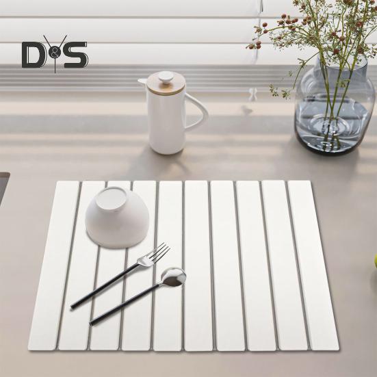 Kitchen Countertop Drying Mat Quick Dry Diatomaceous Earth Water Absorbent Pad Collapsible Dish Bowl Bottle Cup Holder Diatomite Mat