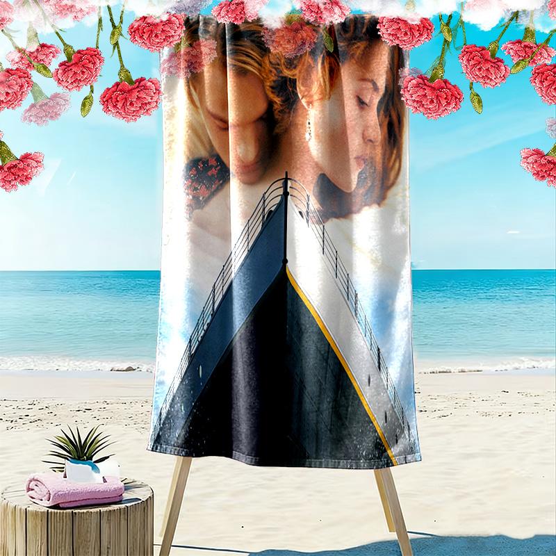 Titanic Print Beach Towel, Large Soft Quick Dry Towel for Beach Camping Swimming