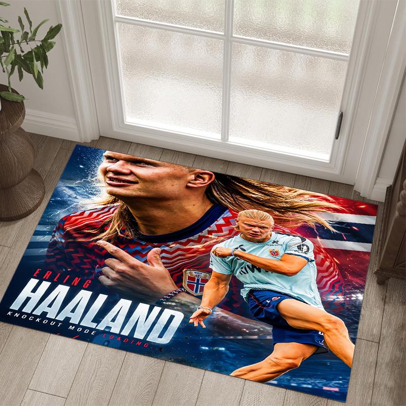 Erling Haaland Ontwerp Kristal Fluweel Tapijt Gezellig Niet?Antislip Bedrukt Tapijt Voor Slaapkamer Woonkamer Entree