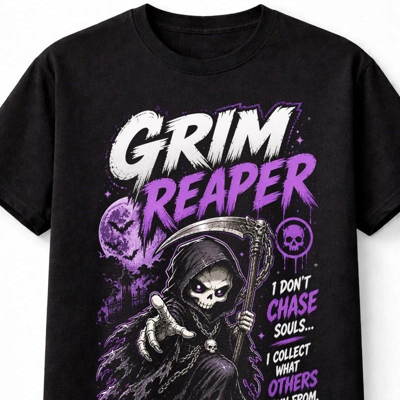 Grim Reaper Gothic Skeleton Death Horror Quote Graphic Unisex TShirt